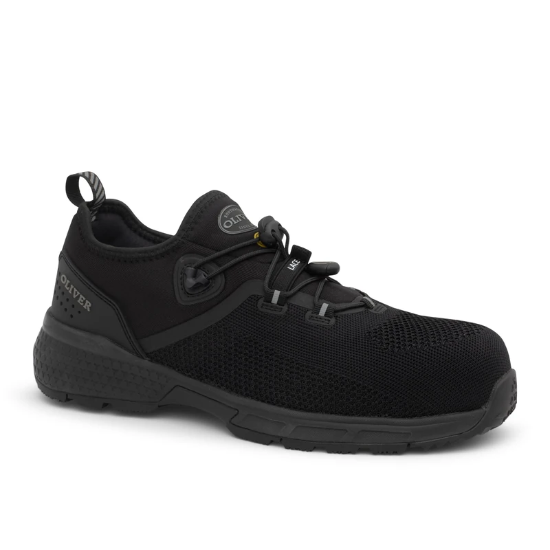 Oliver ST 40805 Black Safety Sneakers with NATUREform High Impact Composite Toe Cap, Flexible Stretched Textile, Knitted Upper, Slip Resistant Sole, Size 8 UK, 40805-BLK-080/42 (1 Pair)