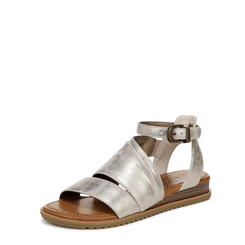 Blowfish Malibu Women's Balana Flat Sandals, Grey Metallic Faux Leather, Medium Fit, UK 6