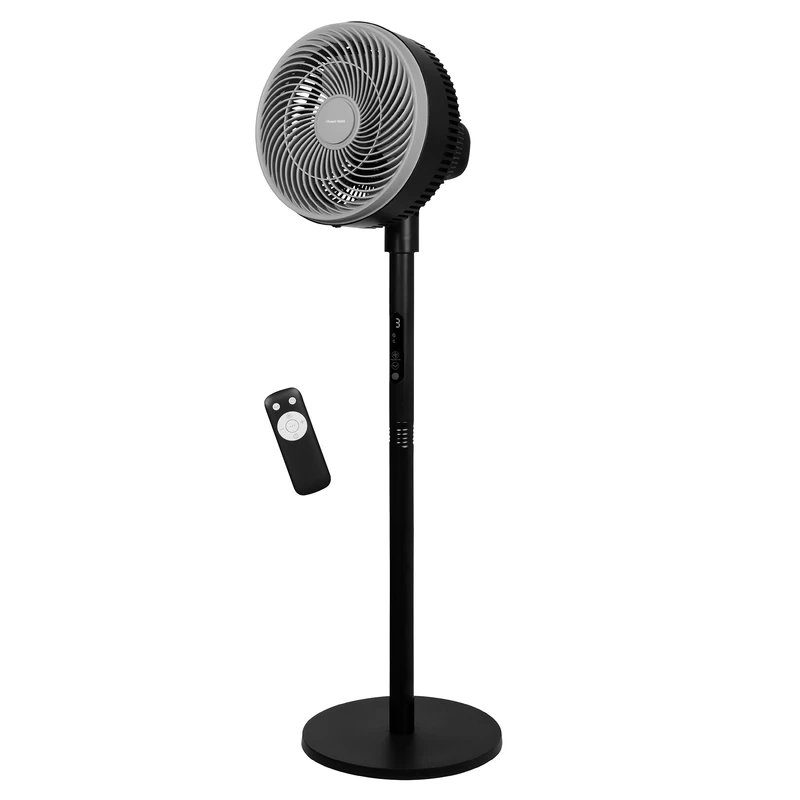 Russell Hobbs, Black, 8” Pedestal Circulator Fan with Remote Control, 4 Speeds plus Turbo Speed, 60° Oscillation, 1.8m Cable, Efficient Cooling, For Bedroom, Home and Office, RHPCF825B