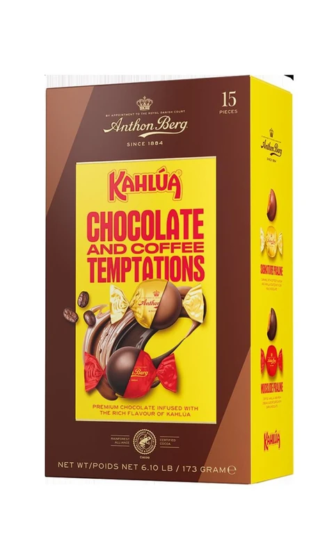 Anthon Berg Kahlua Gift Box, 15 Chocolate and Coffee Temptations Infused With the Rich Flavour of Kahlua, 173 g (Pack of 1)