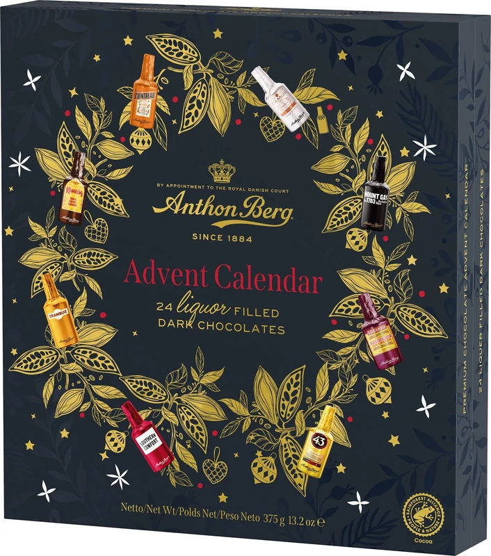 Anthon Berg Chocolate Liqueurs 2025 Advent Calendar for Adults, 24 Assorted Chocolate Liqueurs, Perfect for your Christmas Countdown, 375 g (Pack of 1)