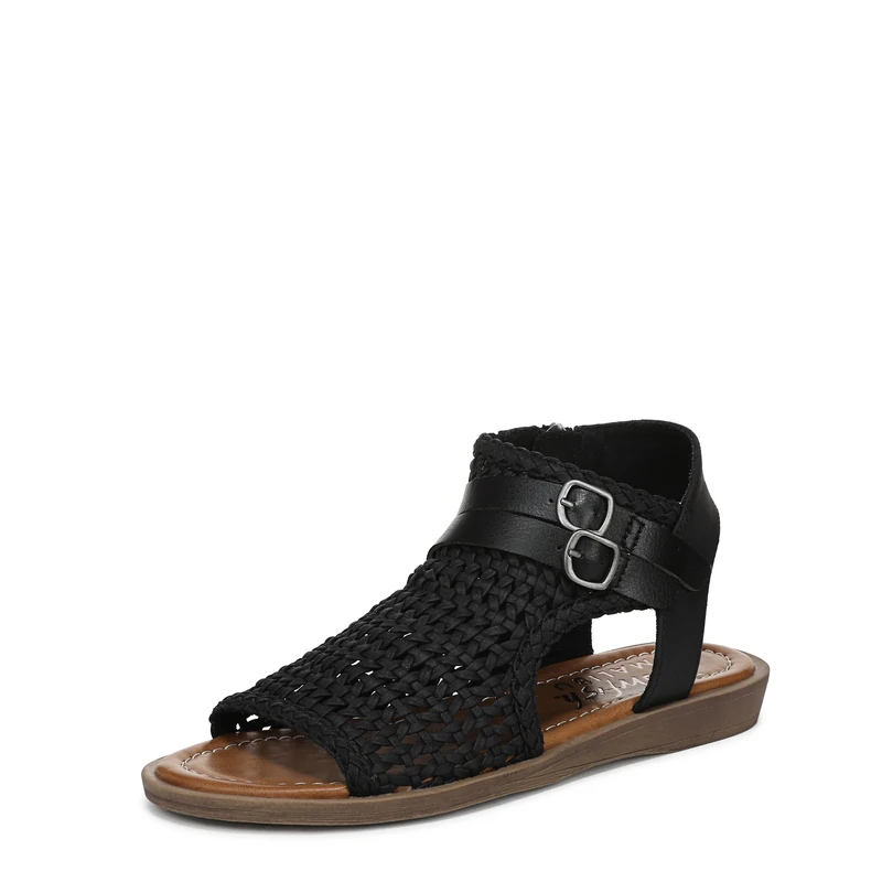 Blowfish Women's Dream Flat Sandals, Black Faux Suede, Medium Fit, UK 4