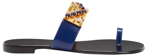 Giuseppe Zanotti, Nefertiti Flat, Blue, Leather, 7