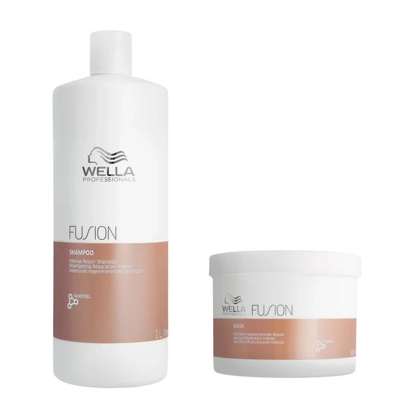 Wella Professionals Deep Repair Professional Bundle for Dry & Damaged Hair - Intense Detangling Repair Shampoo (1L) & Smoothing Hair Mask (150ml) Duo