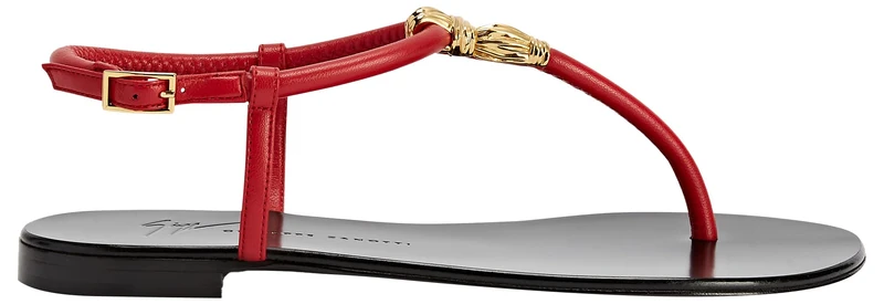 Giuseppe Zanotti Red Leather Tie Flat Shoes - Size 8