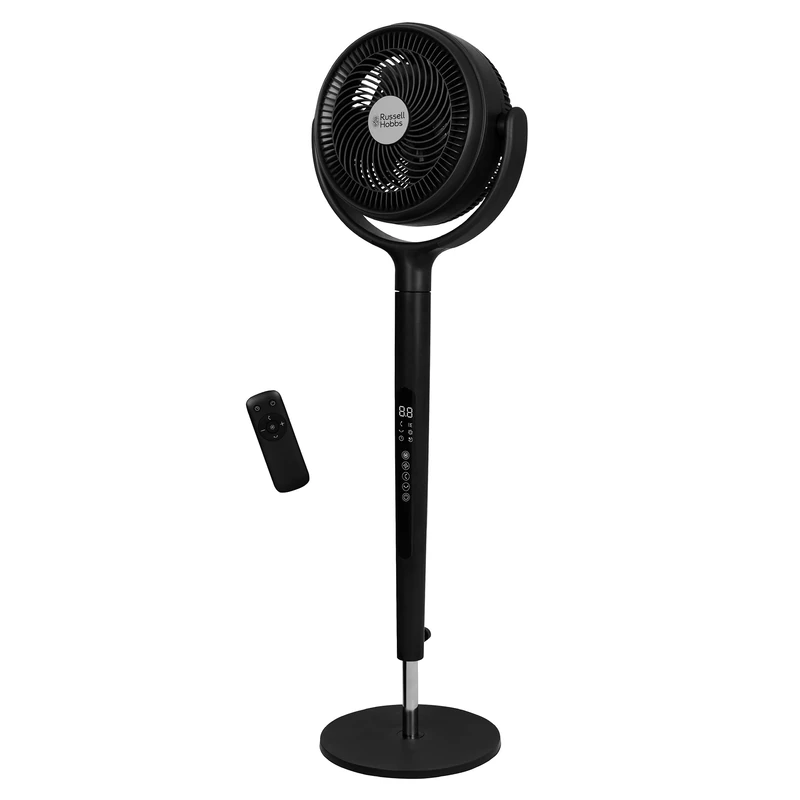 Russell Hobbs, Charcoal Grey, Pedestal Circulator Fan with Remote Control, 12 Speeds, 130° Oscillation, 12 Hour Timer, for Bedroom, Home or Office, RHPCF360