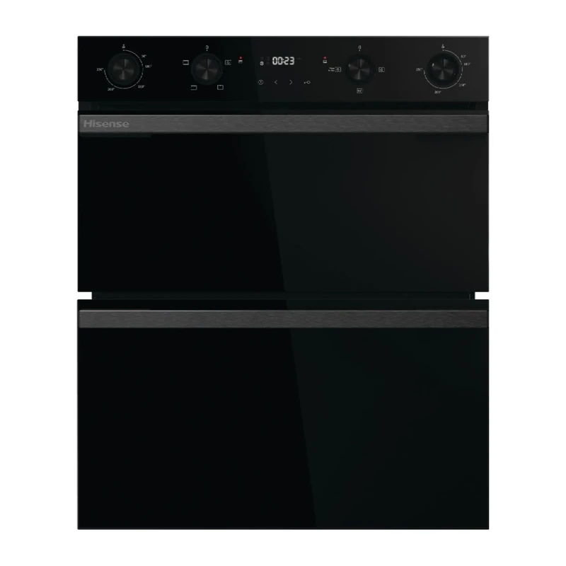 Hisense Built-in Double Electric Oven, 72.3 x 59.5 x 57.5 cm, A/A Energy Rating, LED Display, Touch and Rotary Controls, Air Fry Mode, Black