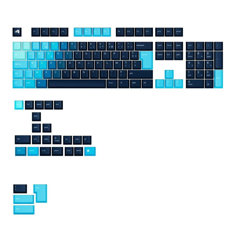 Glorious Gaming - GPBT Gradient Keycaps (Celestial Ice), PBT polymer, no-fade dye-sublimated, suitable for 100%,75%,65%,60% custom mechanical, fits ANSI, ISO French AZERTY format