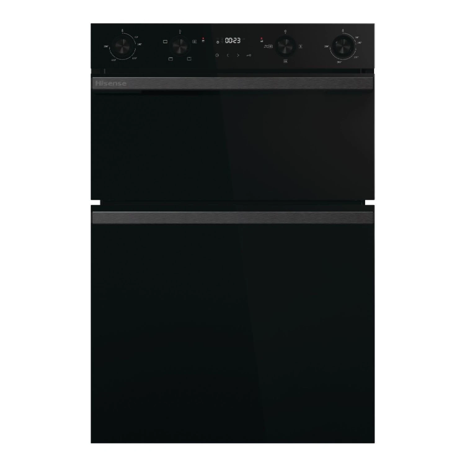Hisense Built-In Double Electric Oven, 88.5 x 59.5 x 57.5 cm, Black, LED Display, Touch and Rotary Controls, Air Fry Mode, A/A Energy Rating