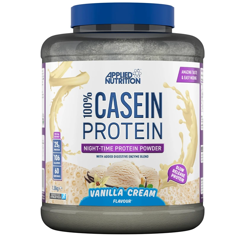 Applied Nutrition Casein Protein Powder - Micellar Casein Supplement, Slow Release Protein (1.8kg - 60 Servings) (Vanilla Cream)