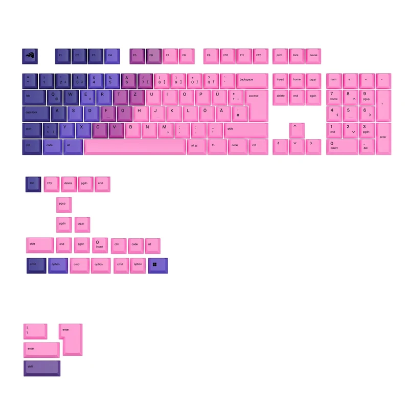 Glorious Gaming - GPBT Gradient Keycaps (Nebula), PBT polymer, no-fade dye-sublimated, suitable for 100%,75%,65%,60% custom mechanical, fits ANSI, ISO German QWERTZ format
