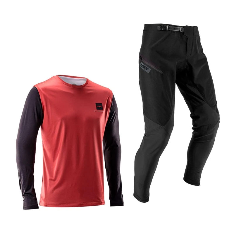 Leatt Gravity 1.0 Entry Level MTB Jersey and Trousers Set for Enduro and Trail | Red | Xl/us36/eu54