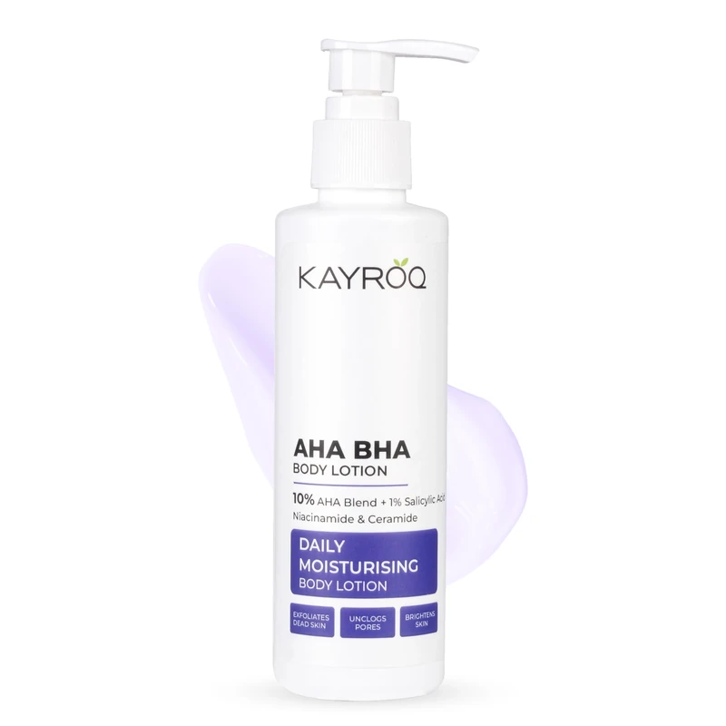 KAYROQ AHA BHA Body Lotion, 10% AHA + 1% Salicylic Acid, Daily Moisturising with Niacinamide & Ceramide
