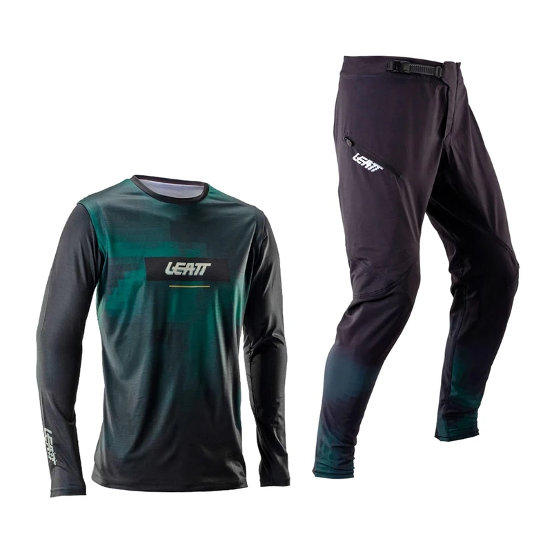 Leatt Gravity 1.0 Entry Level MTB Jersey and Trousers Set for Enduro and Trail | Black | XXL/US38/EU56