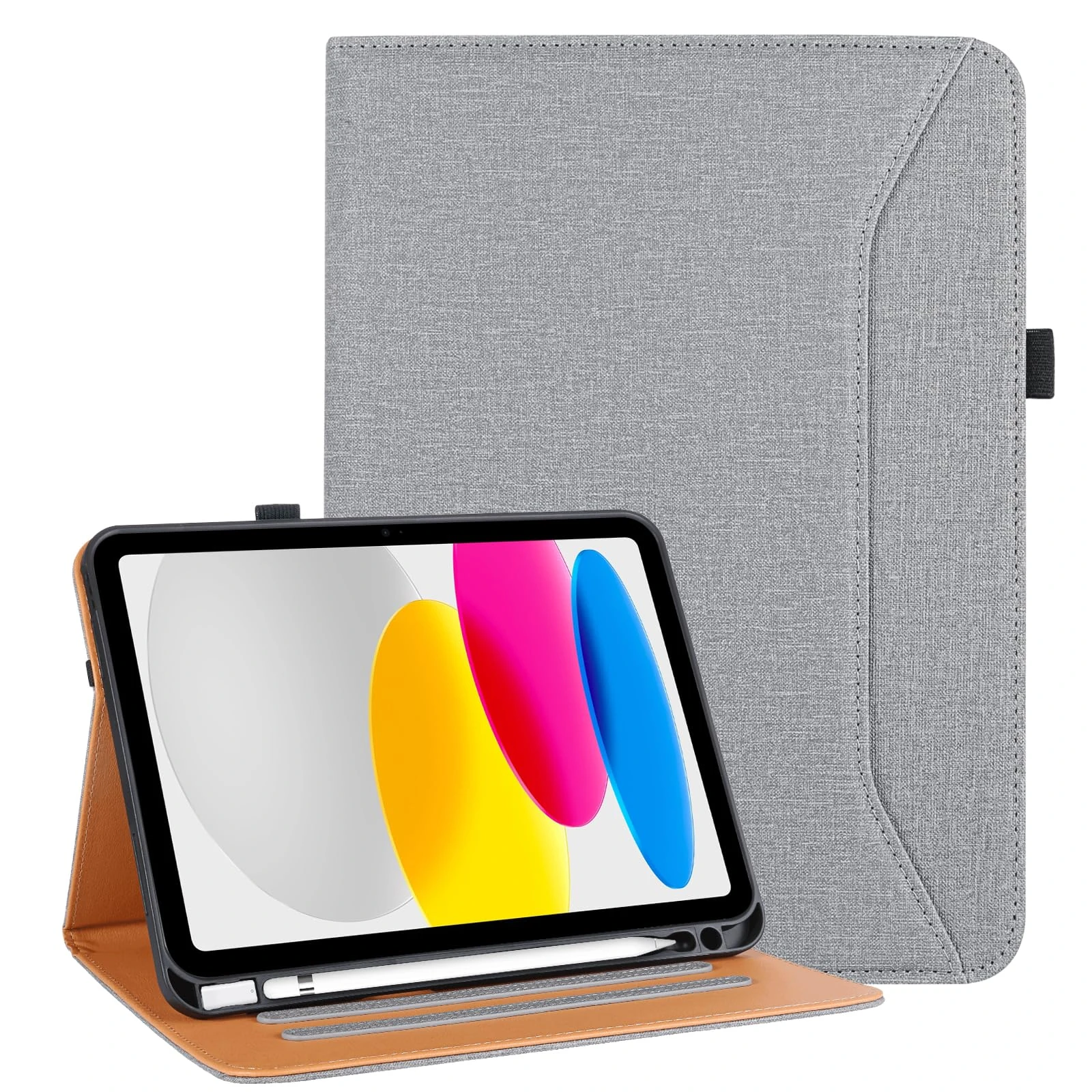 Vakarey For iPad A16 Case 11 Inch 2025,Cover For iPad 10th 11th Generation Case with Pencil Holder,Gray