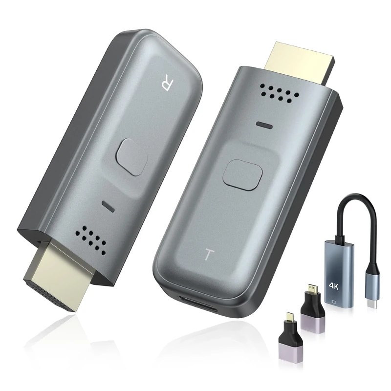 Ankilo Wireless HDMI Transmitter and Receiver, Wireless HDMI with Adapter, 4K Decode Transmit to 1080P Output, 2.4G/5G Plug & Play, 100FT for Streaming Video Laptop/Pc/Tv Box