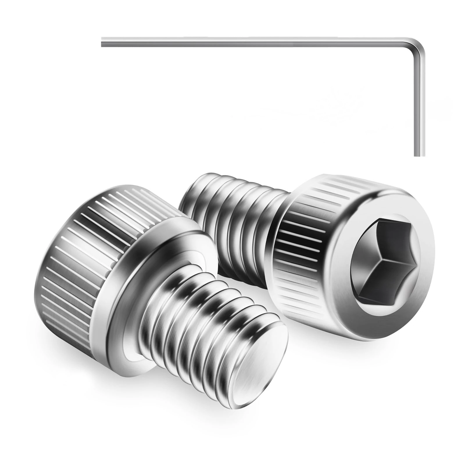 100Pcs M3 x 6mm Hex Socket Head Cap Screws Bolts, 304 Stainless Steel, Allen Socket Drive, Bright Finish, Full Threads, with Hex Spanner