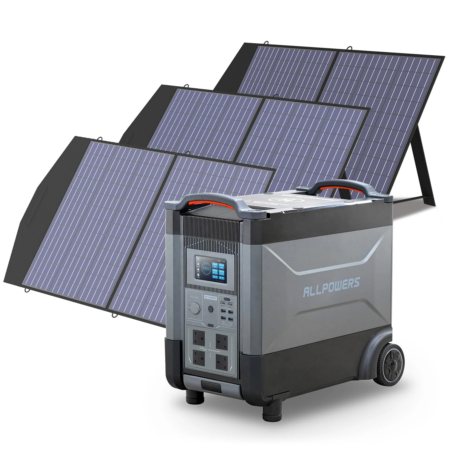 ALLPOWERS Solar Generator R4000 with 3x 100W Solar Panels, 3456Wh/4000W LiFePo4 Portable Power Station, USB-C PD 100W Fast Charging Outdoor Generator for Road Trips, RVs, Camping, Home Backup Power