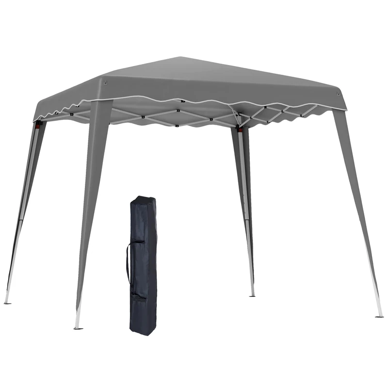 Outsunny 3 M x 3 M Base/ 2.5 M x 2.5 M Top Pop Up Gazebo, 2 Person Setup Instant with Carry Bag, Height Adjustable Slant Leg Party Tent Instant Event Shelter for Garden, Patio, Grey - Image 1