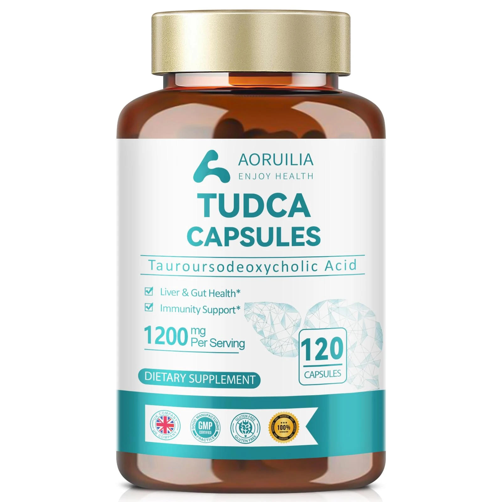 TUDCA Supplement, Tauroursodeoxycholic Acid Complex 1200mg Per Servings, Bile Salts for Liver & Gut Health Support, 120 Capsules