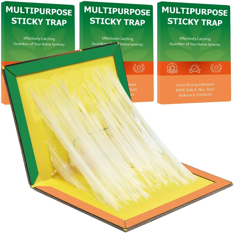 Sticky Pad Traps - 3 Pack Sticky Boards Extra Strong Multi-Use Boards Sticky Catcher Effective for Home Household Outdoor Indoor Garage Garden