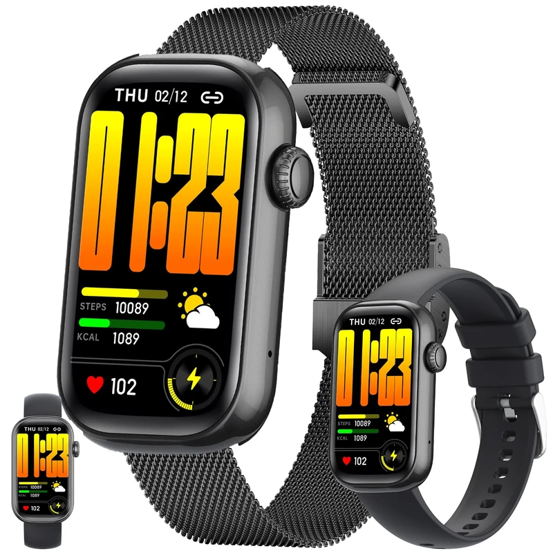 ZPIMY 1.47" AMOLED Smart Watch for Women, 2025 New Women Smartwatches, Fitness Tracker Smartwatch for Android iPhones, Digital Watches Step Counter, 2 Straps