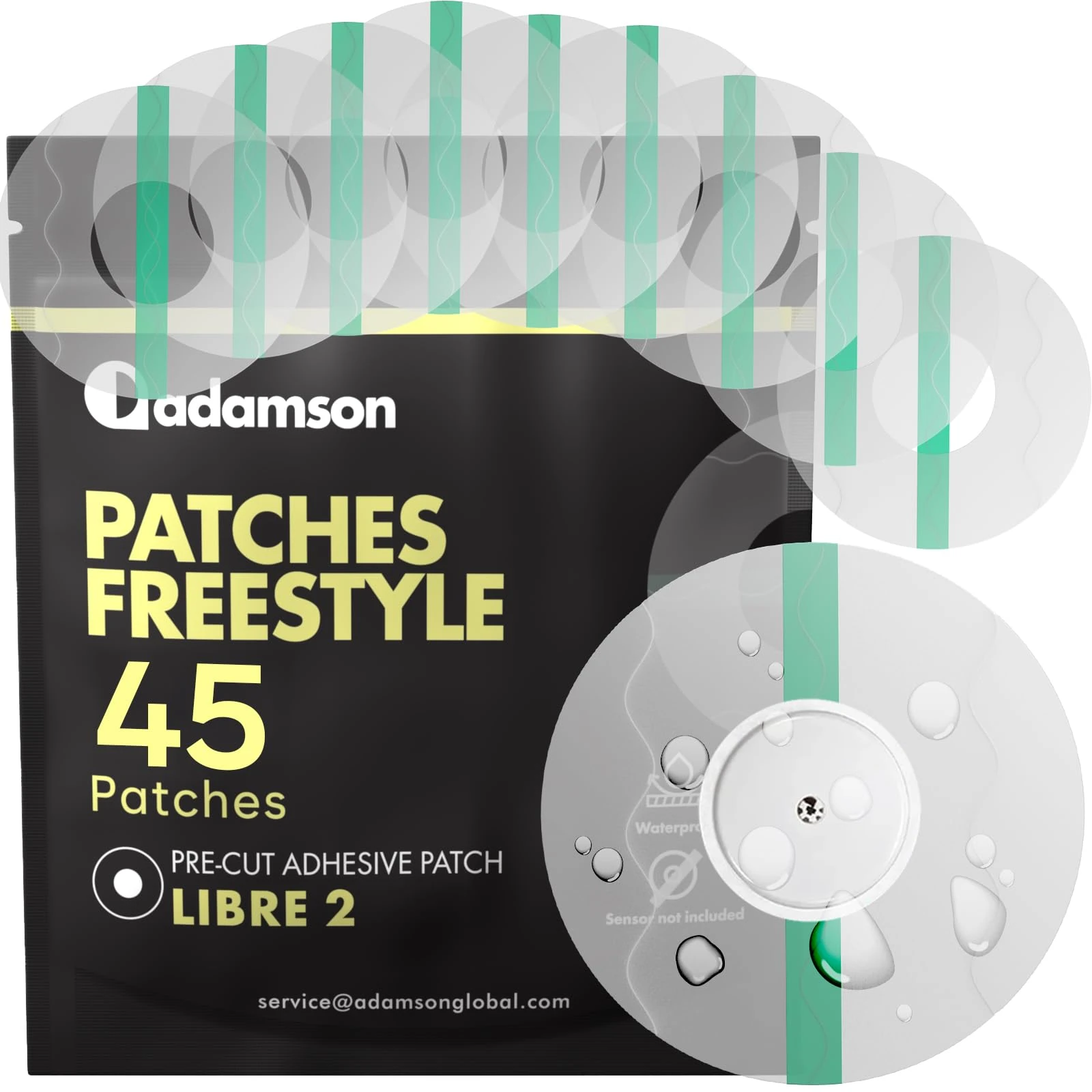 Freestyle Libre 2 Covers Waterproof – 45 Libre 2 Sensor Covers, Transparent, Easy to Apply and Remove, Long-Lasting, No Glue on Center, Non-Irritating – Ideal for Sports, Swimming, and Daily Use