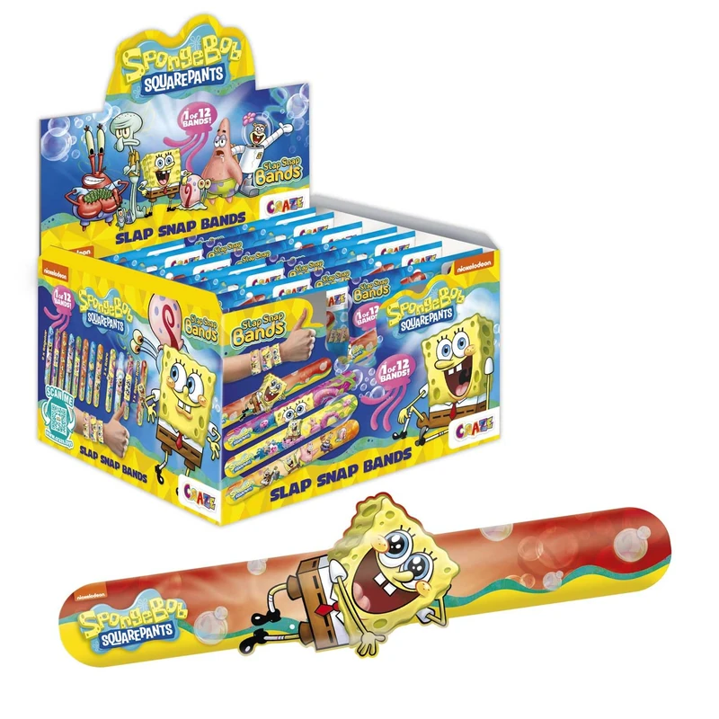 Slap Snap Bands CRAZE, display stand with 24 collectable bracelets for children with SpongeBob designs, 12 models to collect
