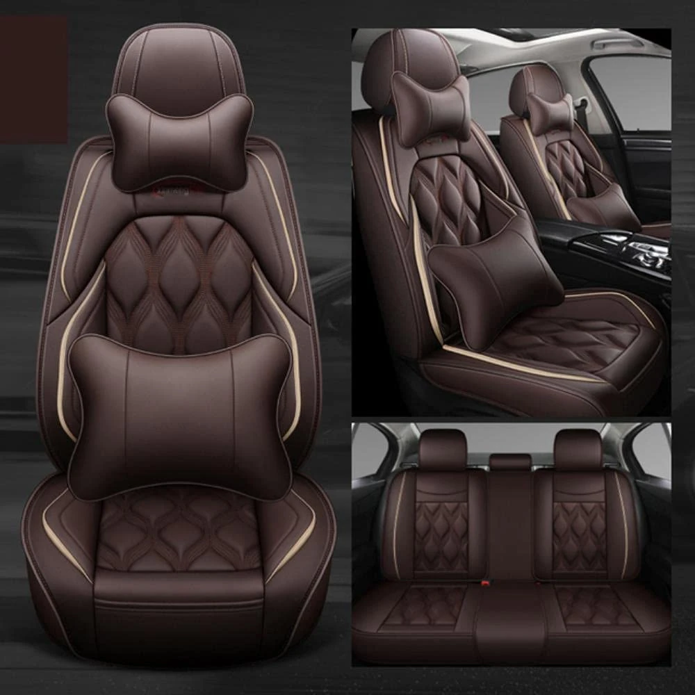 MounSgk Car Seat Covers Fit For Au-di A4 Avant 2010 2011 2012 2013 2014 2015 2016 2017 2018 2019 2020 2021 2022 3D All Inclusive Leather 5 Seat Car Seat Cover Accessories，Coffee luxury