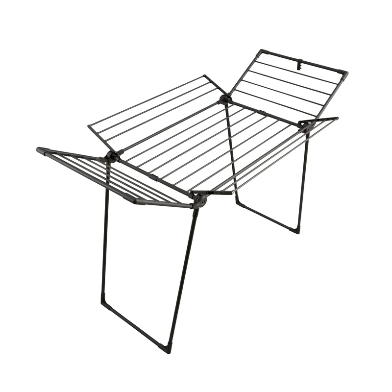 Swan Stealth Multi-Wing Outdoor & Indoor Clothes Airer with 19m of Drying Space, 20kg Weight Capacity, Anti-Slip Coating, Easy Storage and Anti-Slip Feet, Black