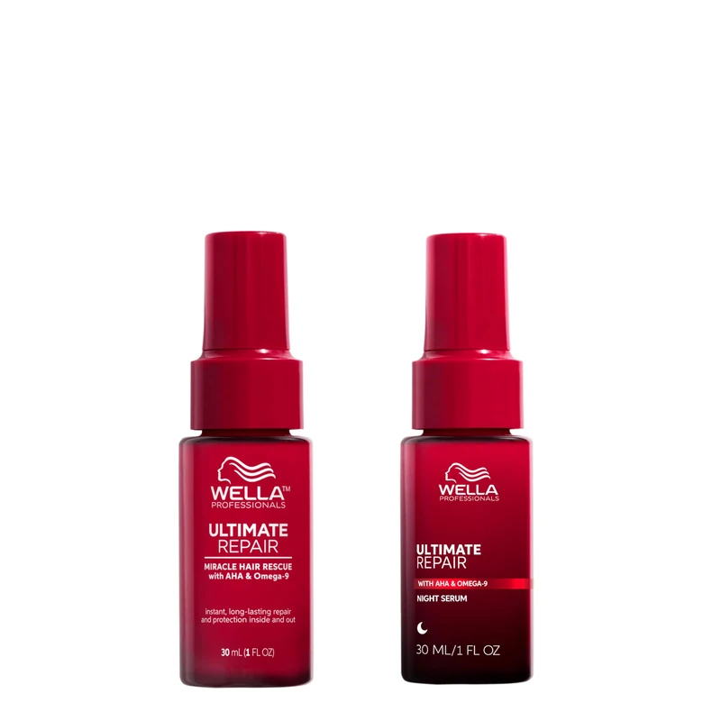 Wella Professionals Ultimate Repair Day/Night Bundle - Miracle Rescue Spray (30ml) & Lightweight Leave-in Night Serum (30ml) Repairs & Rebuilds All Types of Hair Damage