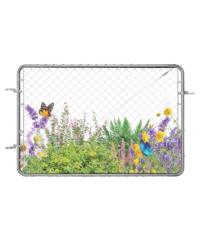 VEVOR Chain Link Fence Gate, 72 x 48 in, Adjustable Chain Link Fence Panel, Fit 2.2-6 ft (W) x 6 ft (H) Garden Fence Gate Opening, Rust-Resistant Galvanized Fencing Gate for Farm, Posts Not Included