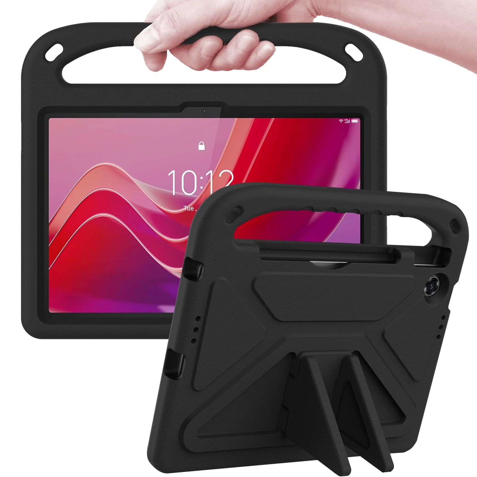 ATOOZ for Lenovo Tab 10.1 2025 Case, Kids Cover With Shockproof Handle Stand for Lenovo Tab 10.1inch (TB311XU / TB311FU) Tablet (Black)