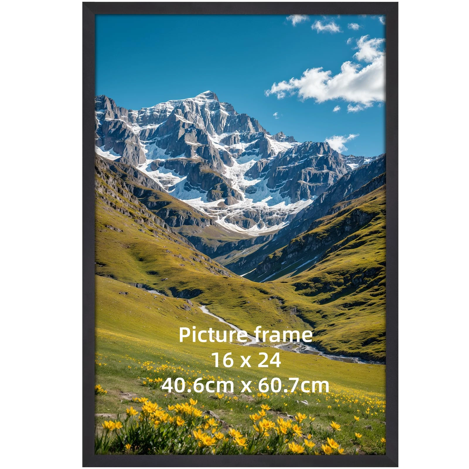 Ditwis 40x60cm Picture Frame Black, Aluminium Photo Frame Large for Posters, Photos and Puzzles, Metal Frame for Living Room, Office, Gallery Wall Mount Display