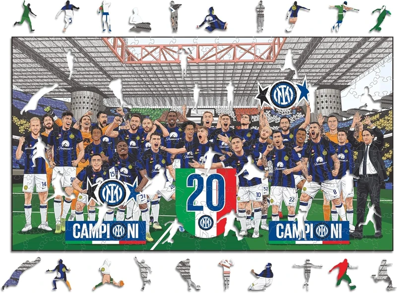 Iconic Puzzles - Inter, 20° Championship, Officially Licensed Wooden Puzzle, 100% Sustainable, Gift for Adults and Children, Size L, 500 Pieces