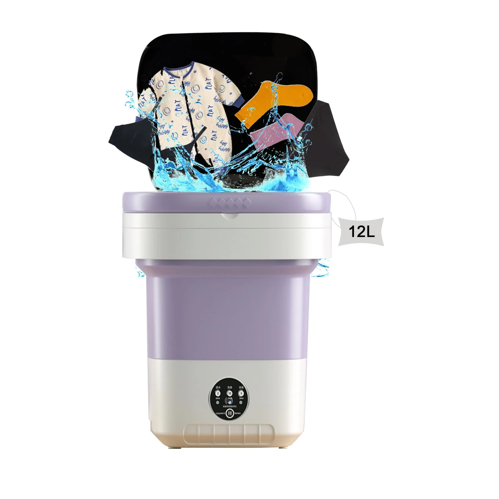 Portable Washing Machine 12L Mini Washing Machine with Spin Dryer Portable Small Washing Machines with 3 Cleaning Modes, Collapsible Underwear-Washing Machines for Baby Clothes, Dorm, Camping, Travel