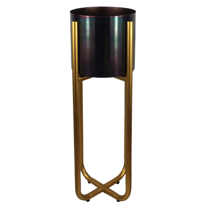 Botanik Tall Gold Stand with Black Metal Planter 62cm x 18cm