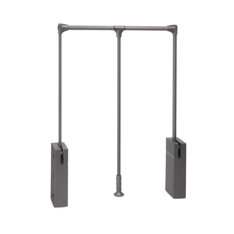 Emuca - Sway pull-down wardrobe rail lift, 600-830mm, Steel, Aluminium and Plastic, Titanium painted