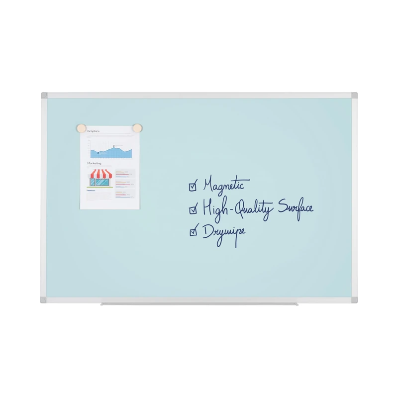 Bi-Office Ayda Magnetic Sky Board, 90 x 60cm, Lacquered Steel Surface, Aluminium Frame