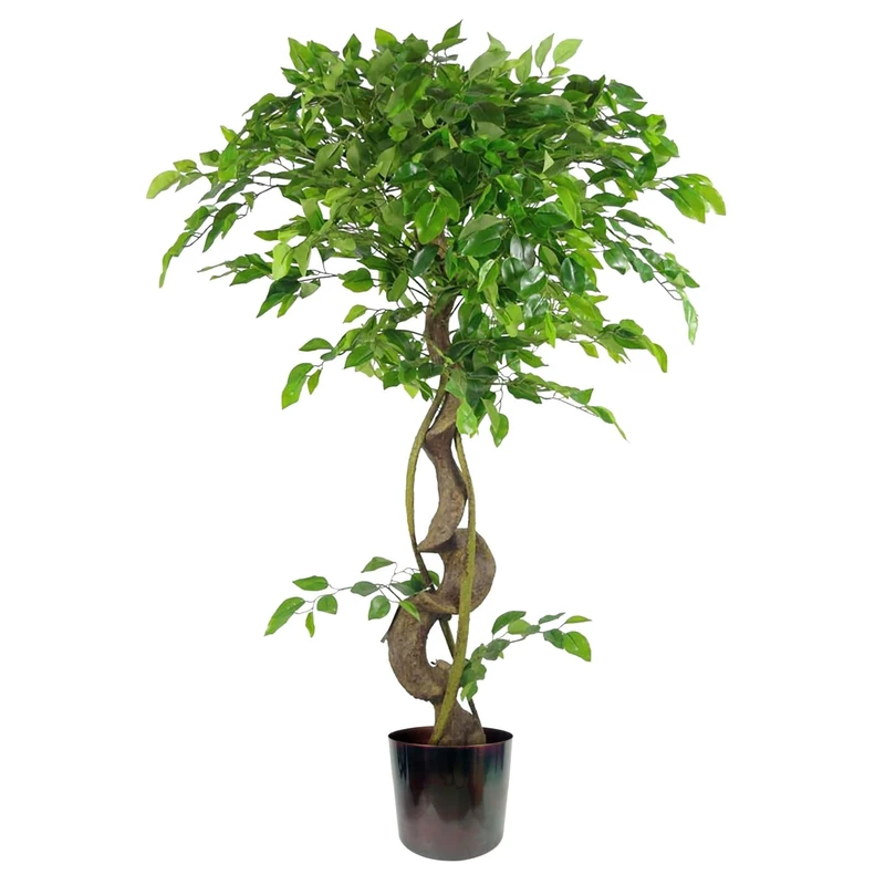 Botanik 120cm Twisted Trunk Artificial Japanese Fruticosa Style Ficus Tree Metal Planter