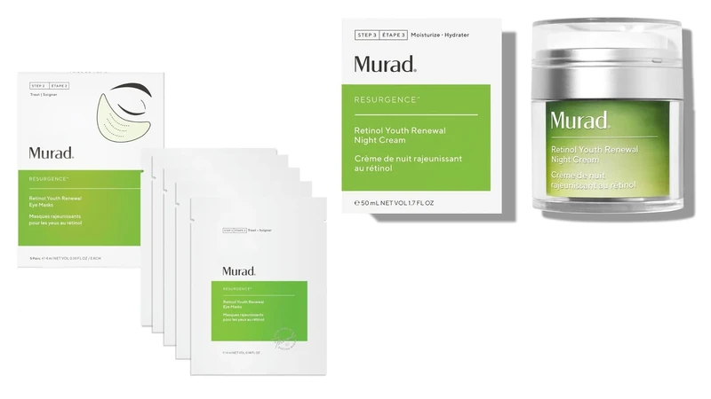 Murad Retinol Youth Renewal Set – Anti-Ageing Night Cream & Eye Masks for Wrinkles, Fine Lines & Hydrated Skin