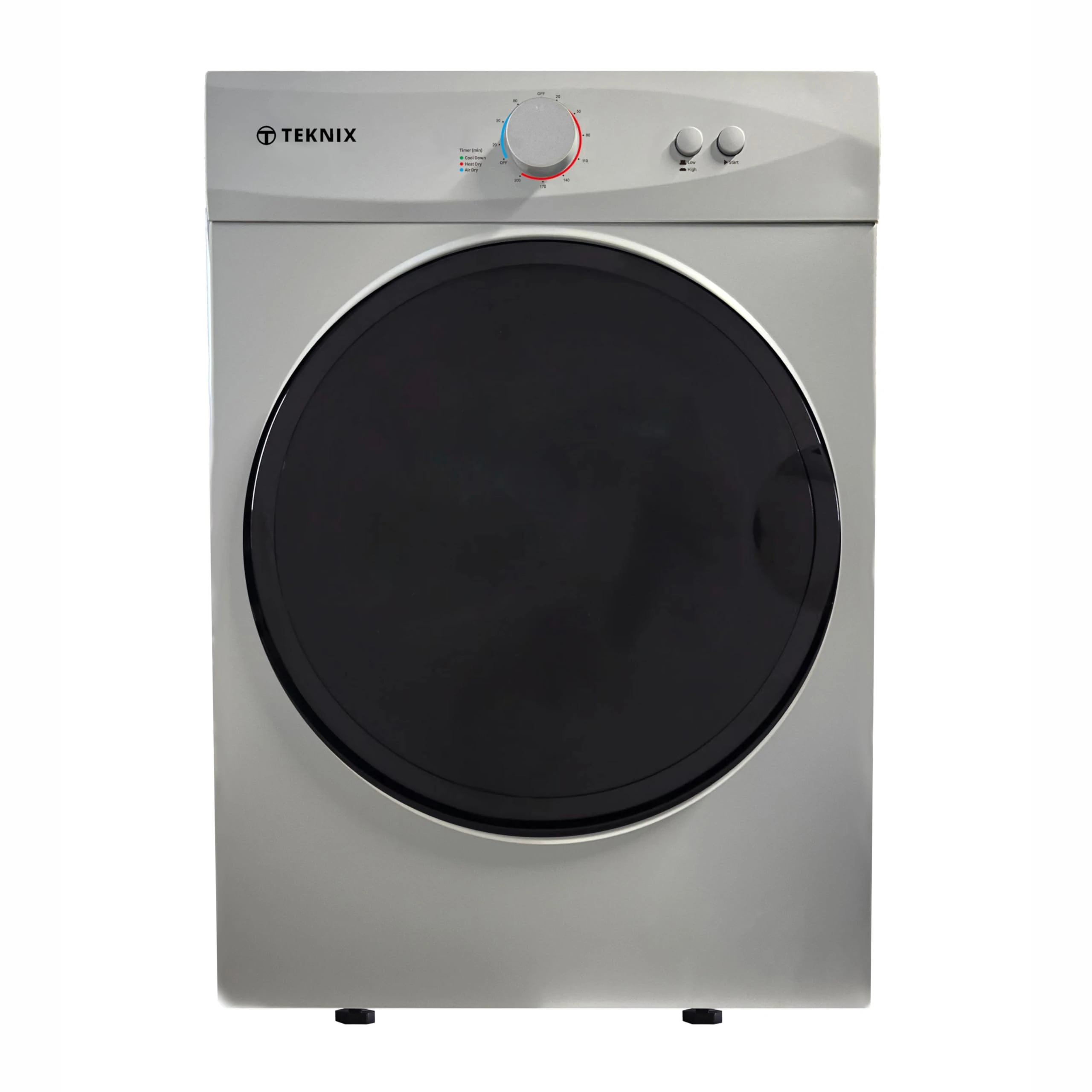 Teknix TKV3S Compact Freestanding 3kg Vented Mini Dryer - 3 Heating Functions - Anticrease Technology - Silver, H69.0 x W49.0 x D47.5 (cm)
