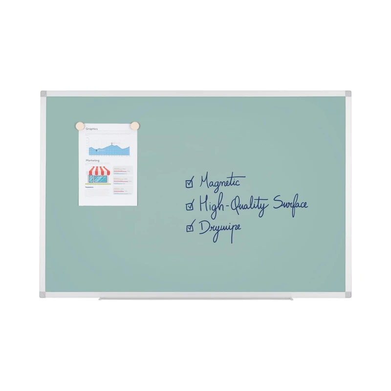 Bi-Office Ayda Magnetic Olive Tree Board, 90 x 60cm, Lacquered Steel Surface, Aluminium Frame