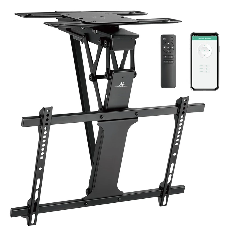 Maclean electric ceiling TV mount, TUYA support, max VESA 600x400, 90st swivel remote control, 32"-75", 35kg, MC-490