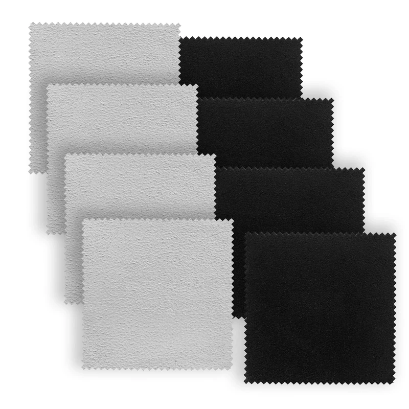 8PCS Microfibre Cleaning Cloth - Glasses Cleaning Cloth - Lens Wipes for Glasses - Lint-Free - Reusable - for Eyeglasses, Screens, Cameras, Tablets (Black-Grey, 15x18cm)