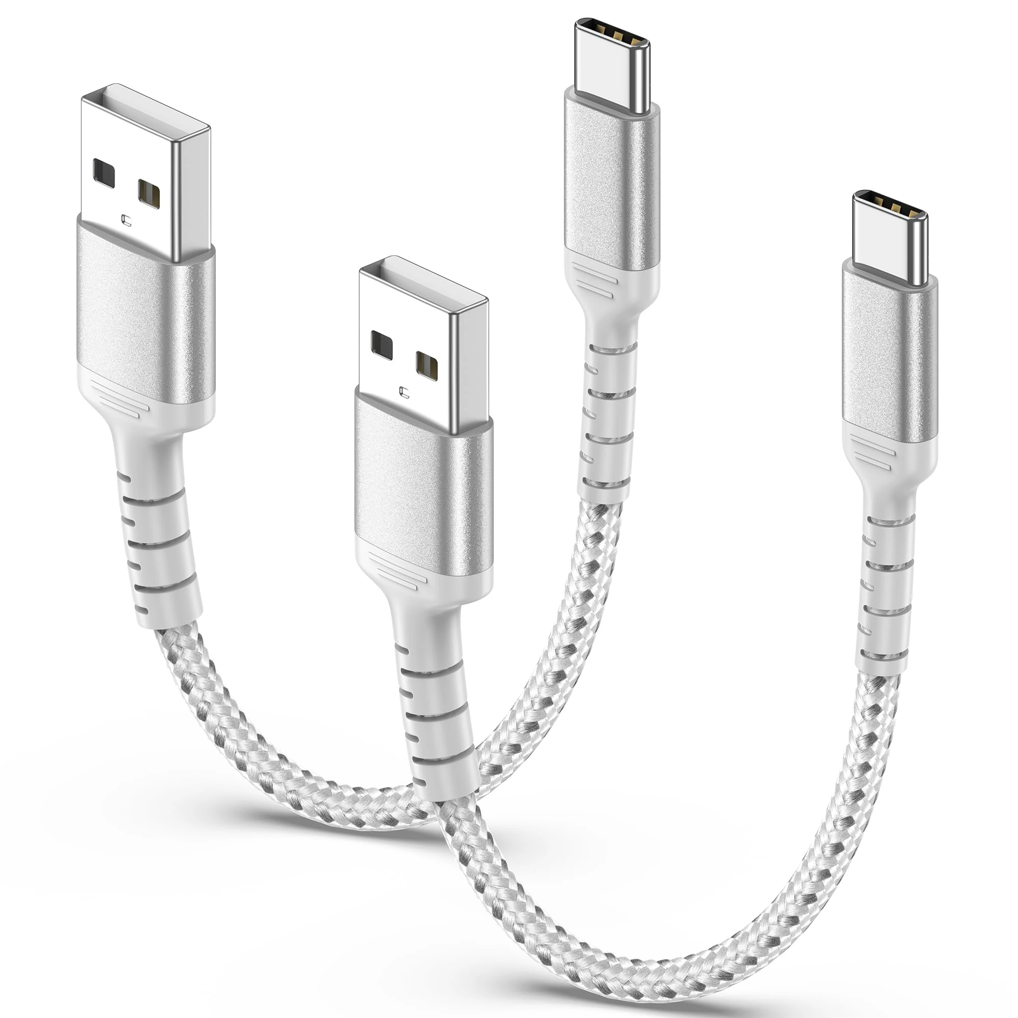 Short USB C Charger Cabel[0.15M, 2Pack], Nylon 15CM USB A to USB C Cord 3A Fast Charging Type C Cabel for Samsung S24/ S23/ S22/ S21, iPhone 16/15 Pro Max, Huawei, Pixel