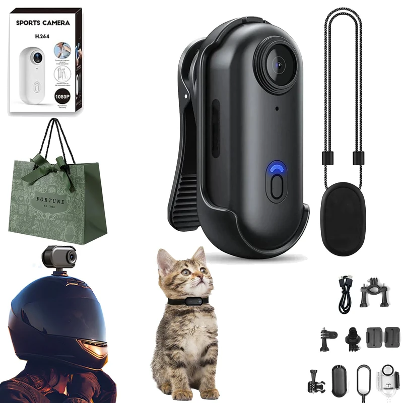 Gosnap - Go Snap Camera, 4k Thumb Action Camera, Pnarma Gosnap with 360° Rotation Spring Clip, HD 1080p necklace camera, Mount Anywhere (Black)