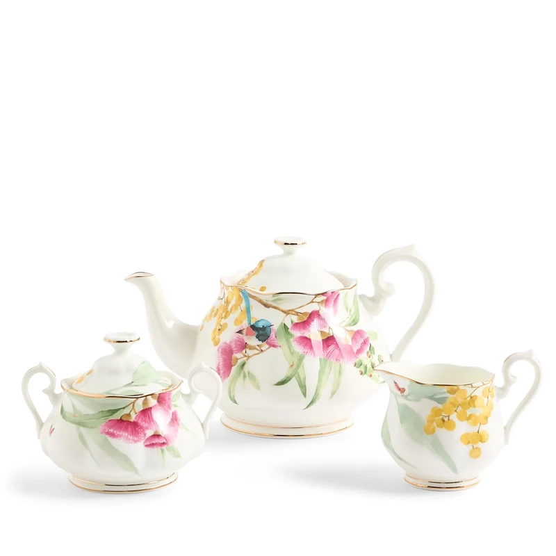 Royal Albert Miranda Kerr Australiana Teapot Sugar Cream White 3PCS
