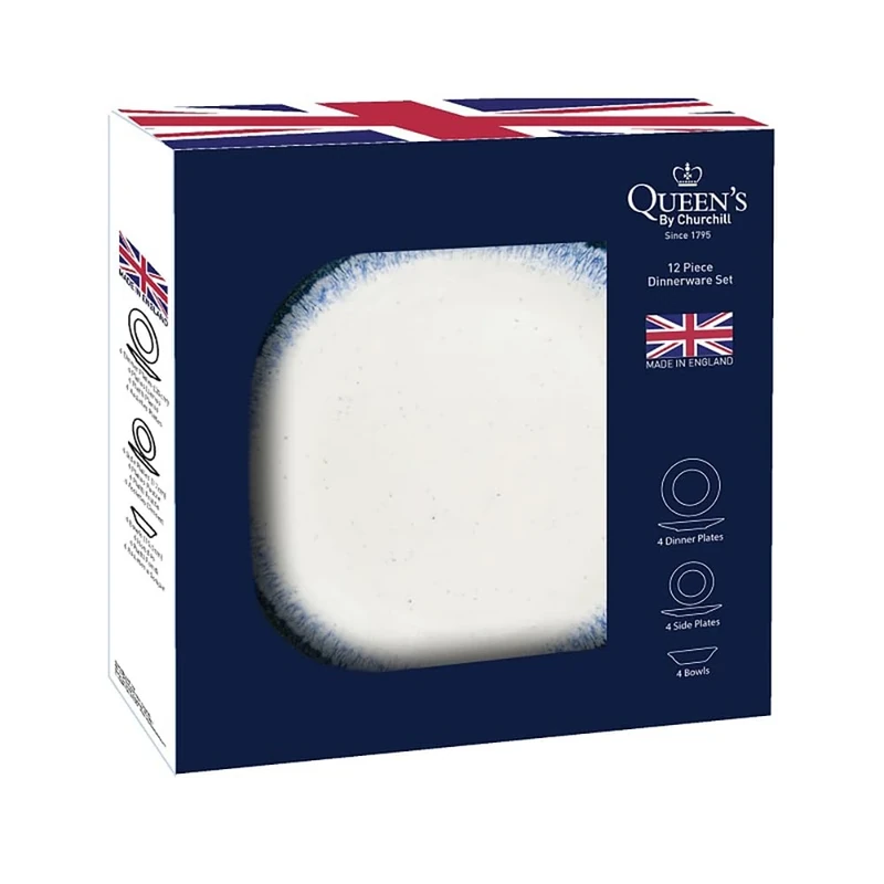 Queens By Churchill Atlas Ice 12 Piece Dinner Set, Blue