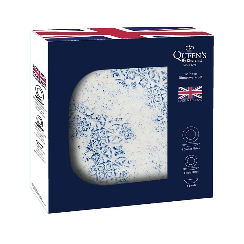 Queens by Churchil Algarve Blue 12 Piece Dinner Set